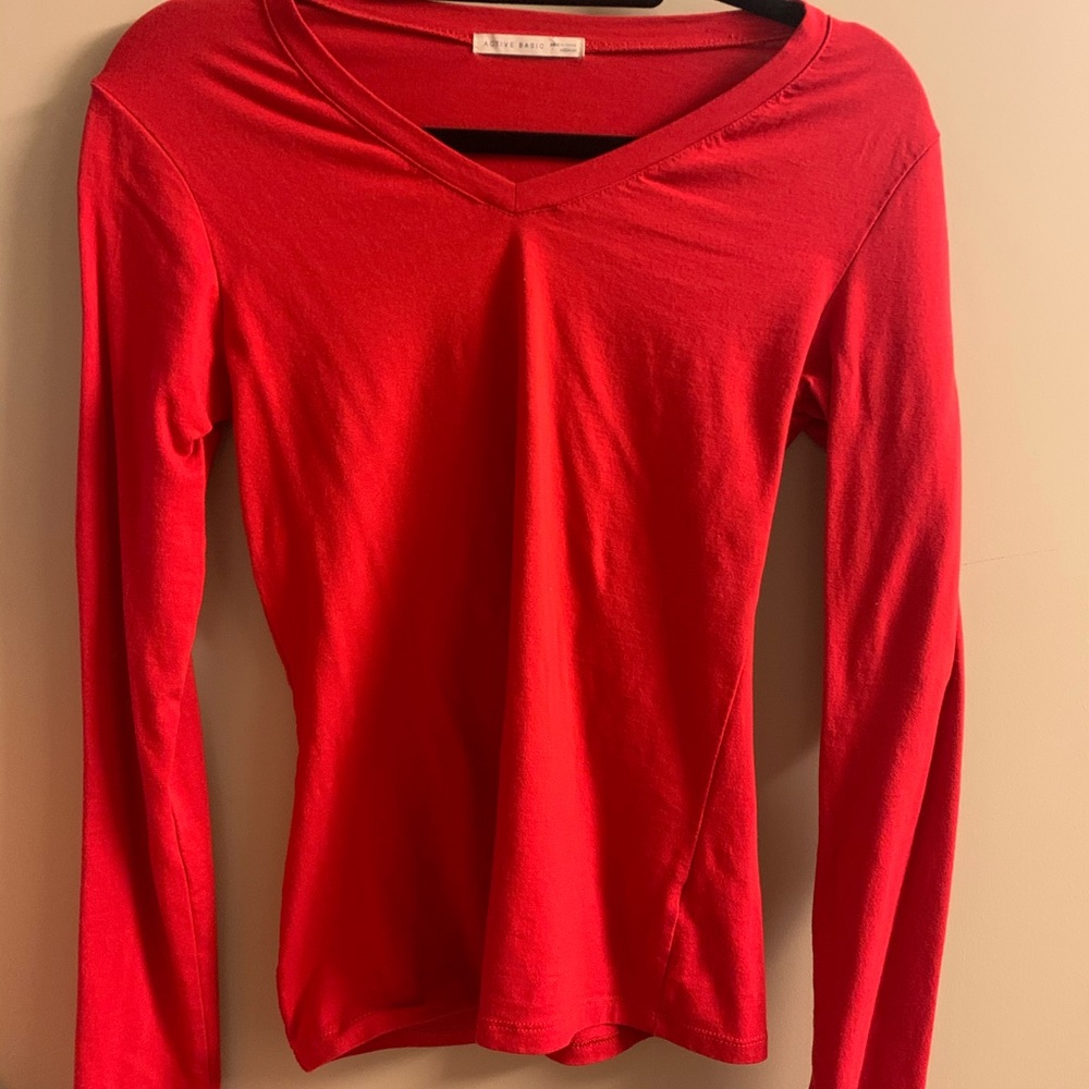 Red V-Neck Shirt